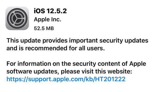 阿合奇苹果手机维修分享iOS12.5.2发布，建议所有老苹果用户安装 